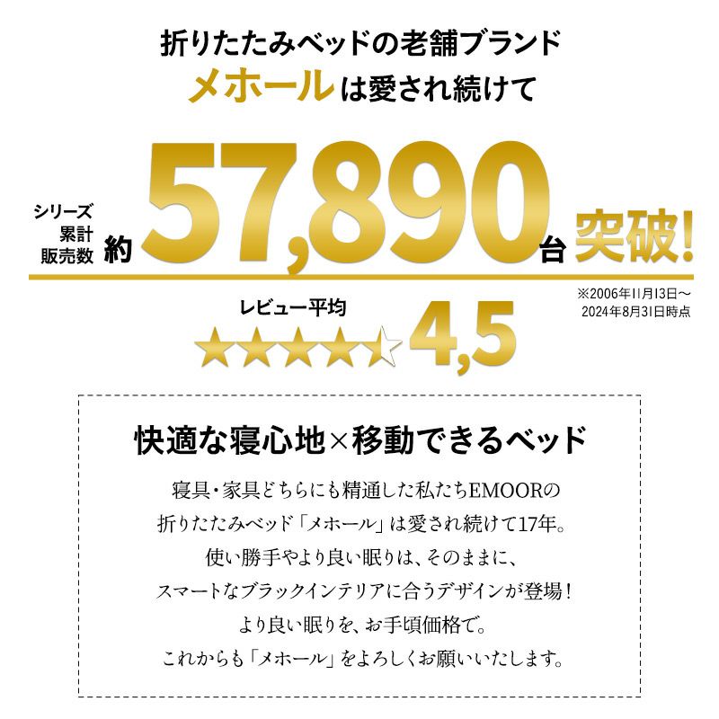 折りたたみベッド スリムサイズ ハイタイプ 完成品 高反発ウレタンマットレス付き 指はさみ防止パーツ付き 背もたれ5段階リクライニング ファブレザー お手入れ簡単 コンパクト 収納 MEHOL smart メホール スマート