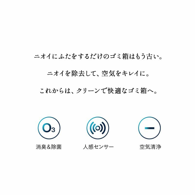 オゾン消臭機能付 電動スライドダストボックス 22L 脚付き リビング用 自動開閉 1年保証 20Lゴミ袋対応 高機能 ゴミ箱 ダストボックス 横25.5×縦34.5×高さ50.5 ふた付き 角型 スクエア おしゃれ スリム 省スペース