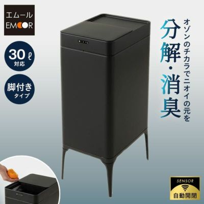 電動 ダストボックス ゴミ箱 自動開閉 スライド式 オゾン消臭機能付 人感センサー付き 脚付き リビング用 分別用 30L (30リットルごみ袋対応)