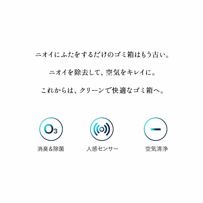 オゾン消臭機能付 電動スライドダストボックス 30L 脚付き リビング用 自動開閉 1年保証 30Lゴミ袋対応 高機能 ゴミ箱 ダストボックス 横25.5×縦34.5×高さ66 ふた付き 角型 スクエア おしゃれ スリム 省スペース