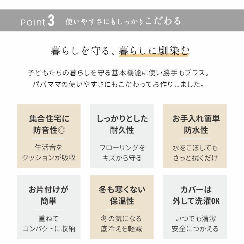 パネル プレイマット 60×60cm 正方形 4枚セット 大判 厚手 ジョイントマット 防音 防水 はっ水 リバーシブル 騒音緩和 衝撃吸収 低ホルムアルデヒド お昼寝 おむつ替え 体操 ヨガ 暮らしに馴染む