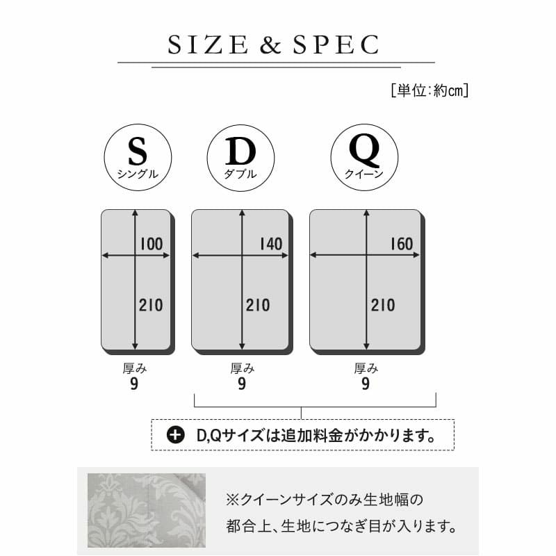 敷き布団 マチ付き シングル ダブル クイーン 3層構造 極厚 9cm 軽量 抗菌 吸湿発散 通気性 高反発 ウレタン わた入り キルト 高品質 和布団 DONSU どんす