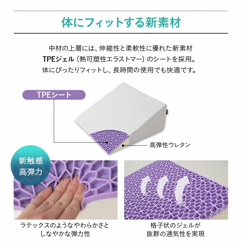 姿勢を安定させる傾き寝枕 TPE×ウレタン 滑り止め加工 洗える 傾斜枕 足枕 背あてクッション 体位変換 体位保持 介護 リハビリ 高齢者 呼吸が楽になる 床ずれ防止 逆流予防 むくみ予防 鼻づまり改善