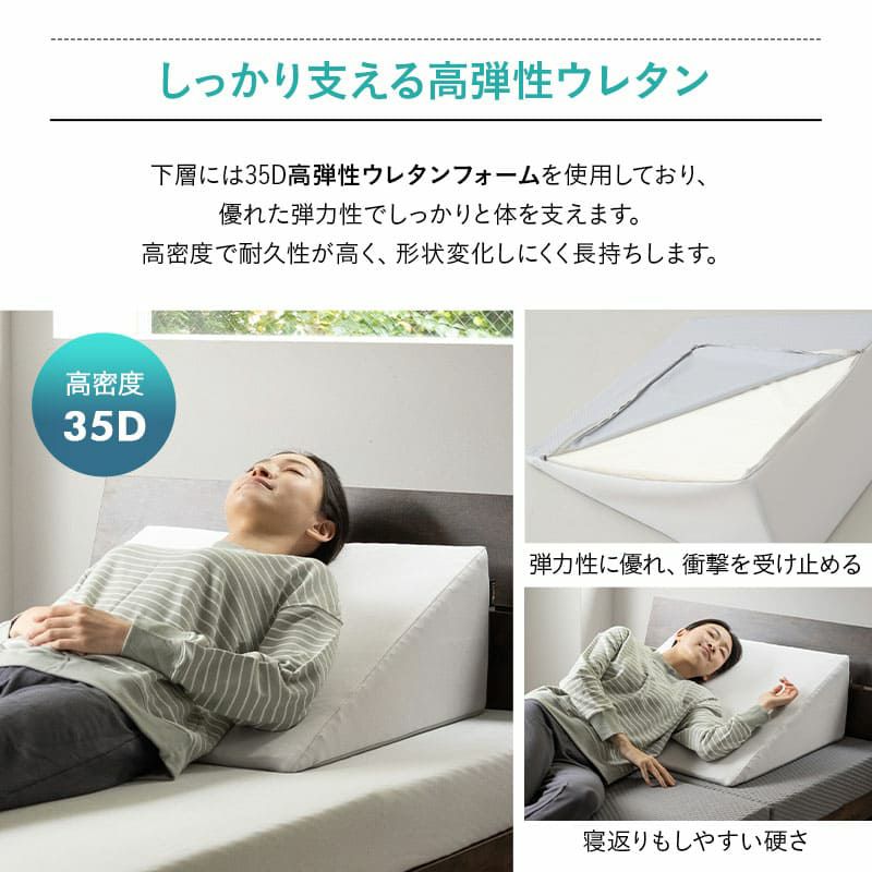 姿勢を安定させる傾き寝枕 TPE×ウレタン 滑り止め加工 洗える 傾斜枕 足枕 背あてクッション 体位変換 体位保持 介護 リハビリ 高齢者 呼吸が楽になる 床ずれ防止 逆流予防 むくみ予防 鼻づまり改善