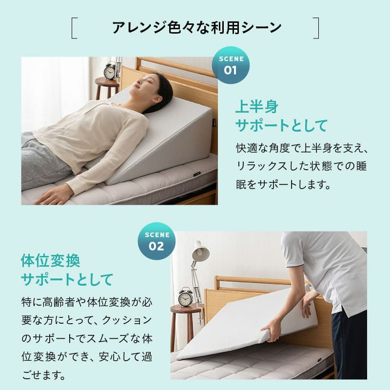 姿勢を安定させる傾き寝枕 TPE×ウレタン 滑り止め加工 洗える 傾斜枕 足枕 背あてクッション 体位変換 体位保持 介護 リハビリ 高齢者 呼吸が楽になる 床ずれ防止 逆流予防 むくみ予防 鼻づまり改善