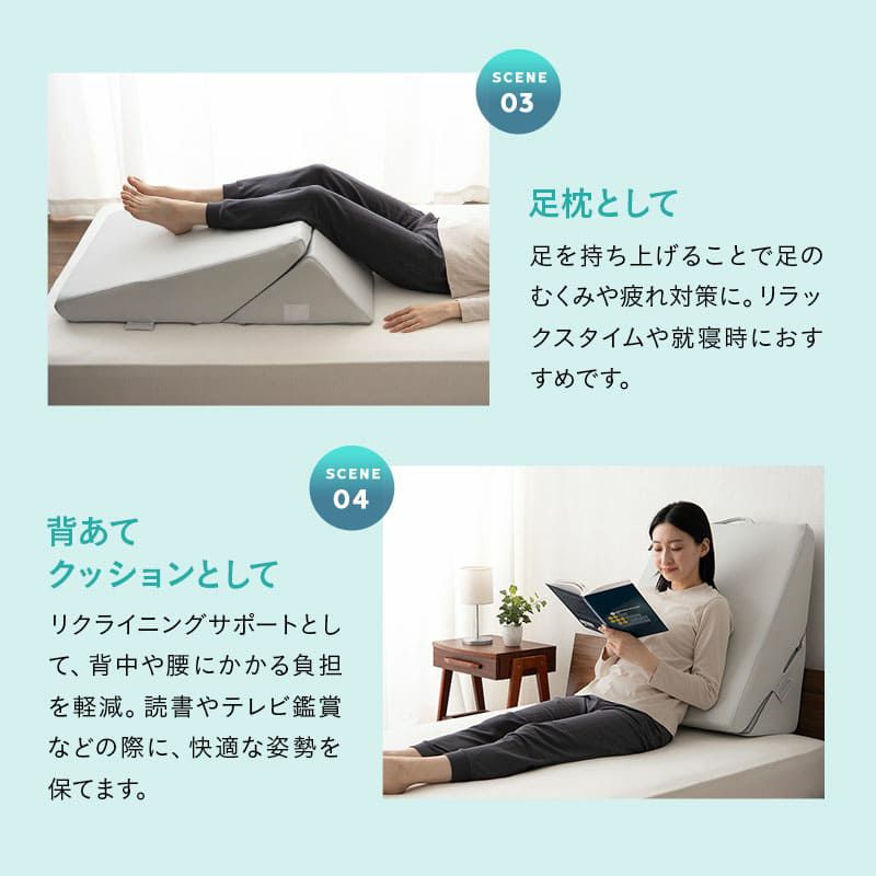 姿勢を安定させる傾き寝枕 TPE×ウレタン 滑り止め加工 洗える 傾斜枕 足枕 背あてクッション 体位変換 体位保持 介護 リハビリ 高齢者 呼吸が楽になる 床ずれ防止 逆流予防 むくみ予防 鼻づまり改善