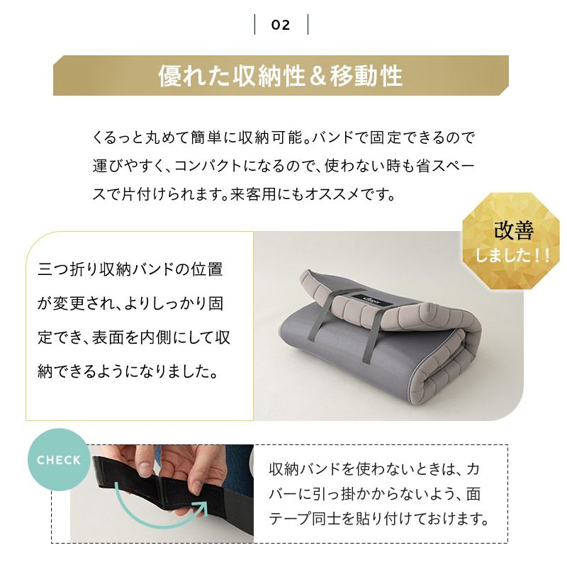 布団マットレス コンパクトショート シングル ダブル クイーン 収納バンド付き 3層構造 極厚 丸巻きタイプ 耐久性 へたりにくい FUTON マットレス 敷き布団 ウレタン 軽量 省スペース DORA ドラ どら
