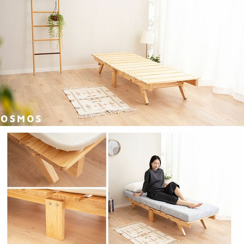 折りたたみベッド すのこベッド コンパクトショート 幅65cm ロータイプ 木製 天然木 すのこ スノコ ベッド 木製ベッド ローベッド ベッドフレーム ごろ寝 コンパクト 通気性抜群 カビ対策 湿気対策 ベッド下収納 OSMOS オスモス