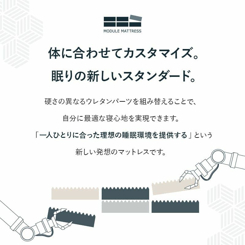 三つ折りマットレス 折りたたみマットレス シングル 極厚 14cm 2層構造 寝心地をカスタマイズ可能 身体にフィットする マットレス 高反発 ウレタン かため やわらかめ 洗える 通気性 体圧分散 MODULE モデュール