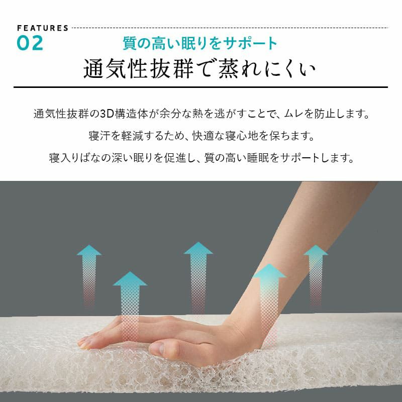 3D構造体 三つ折りマットレス シングル 折りたたみ 3つ折り マットレス 高反発 ファイバー 丸洗い 体圧分散 クッション性 耐久性 通気性抜群 寝返りサポート 深い睡眠をサポート 3D-MAT