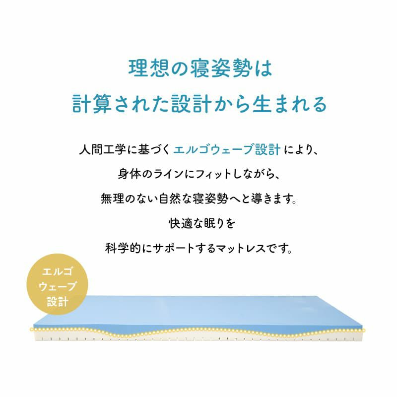 エルゴノマットレス シングル 固定バンド付き 丸巻き ロール式 一枚物 極厚 10cm やわらか 折りたたみ コンパクト 低反発 高弾性 ウレタン 洗える フィット性 体圧分散 人間工学 ERGONO MATTRESS エルゴノ