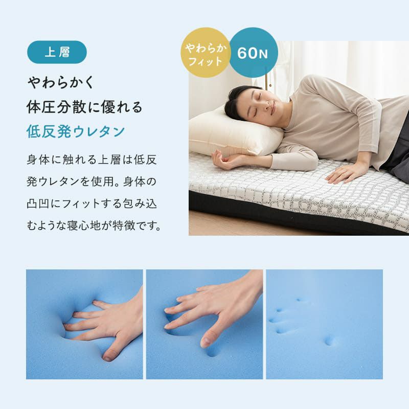 エルゴノマットレス シングル 固定バンド付き 丸巻き ロール式 一枚物 極厚 10cm やわらか 折りたたみ コンパクト 低反発 高弾性 ウレタン 洗える フィット性 体圧分散 人間工学 ERGONO MATTRESS エルゴノ