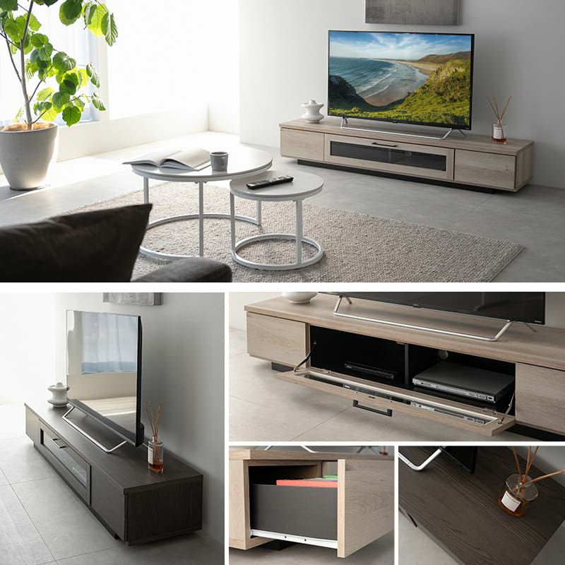 テレビボード テレビ台 ローボード 幅180cm 完成品 日本製 木目調 フラップ扉 収納扉 引き出し 大容量 魅せる収納 ディスプレイ ラック 耐荷重50kg RAMANET ラマネート