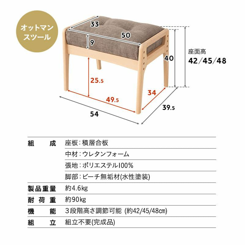 高座椅子 オットマンスツール 2点セット 可動式クッション付き ヘッドレスト付き リクライニングチェア パーソナルチェア 多機能 高さ調節 角度調節 立ち上がりやすい 疲れにくい 腰痛対策 むくみ防止 akari あかり TATSU-ISU
