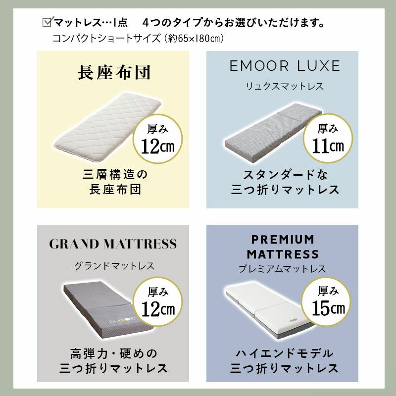 畳マット＆敷き寝具 2点セット スリム コンパクト 長座布団 ごろ寝マットレス コンパクトマットレス 折りたたみ 高反発 ウレタン 賃貸 一人暮らし ワンルーム 1R 狭小住宅 子供部屋