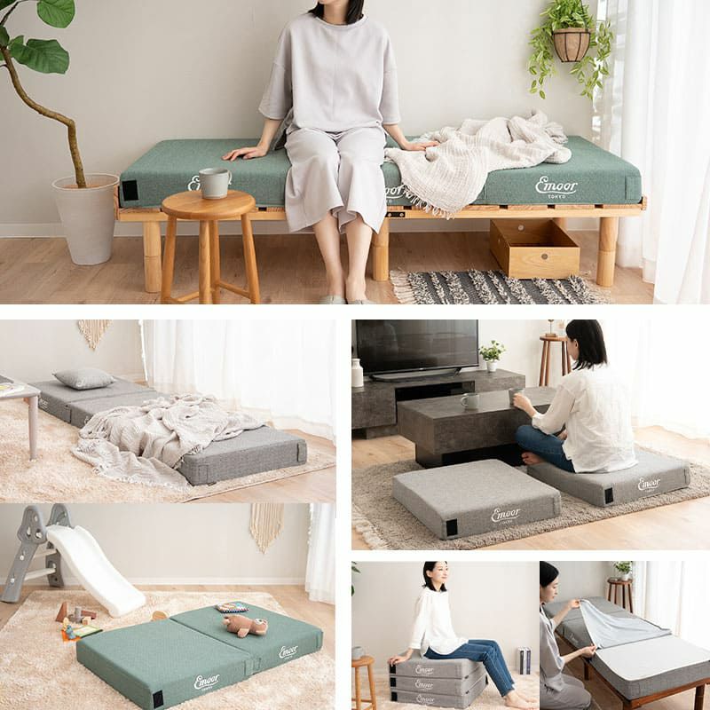 コンパクトマットレス ごろ寝マットレス 65×180cm コンパクトショート 分割 フロアクッション ジョイントマットレス プレイマット 極厚 12cm キャンプ 車中泊 車載 避難 子供 来客用