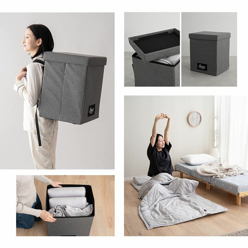 寝具コンビニ 布団4点セット コンパクト 収納バッグ付き 折りたたみ 掛け布団 敷き布団 枕 洗える 来客 旅行 アウトドア キャンプ テント 車中泊 車載 防災 災害 避難 隔離 緊急時 オフィス 自宅