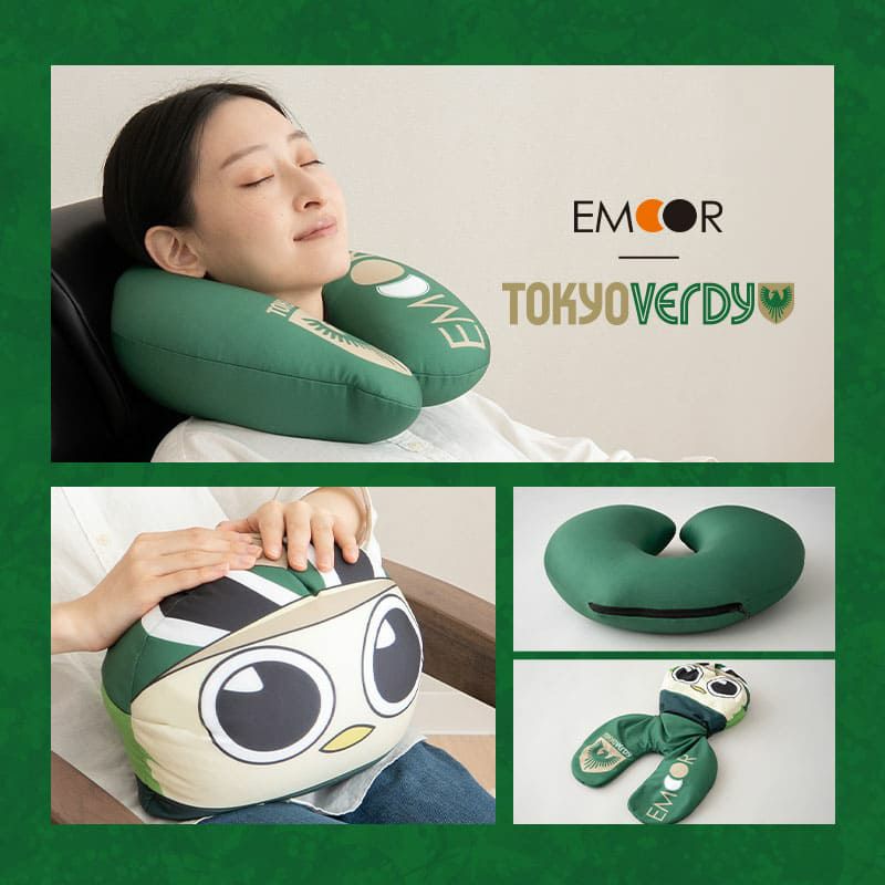 【エムールデイ限定商品】 TOKYO VERDY × EMOOR 公式コラボ リヴェルン 変身 ビーズネックピロー ビーズクッション クッション 背もたれ ネックピロー 2WAY マスコットキャラクター 東京ヴェルディ